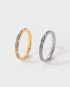 Kit 2 Anéis Aparadores Femininos em Aço Inoxidável com Zircônias