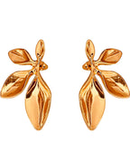 Brinco Feminino De Folhas Texturizada Banhado A Cobre Dourado Ou Prata