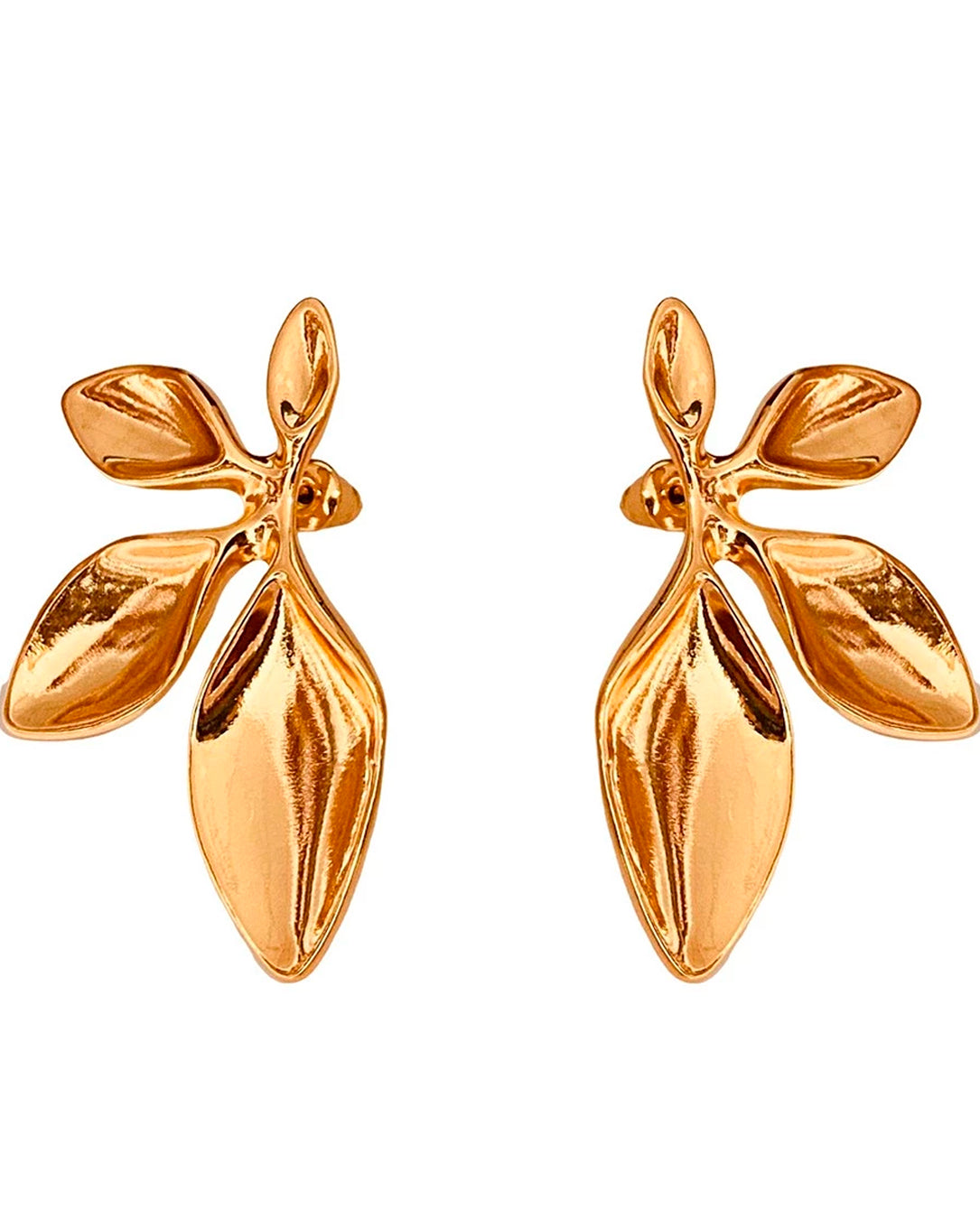 Brinco Feminino De Folhas Texturizada Banhado A Cobre Dourado Ou Prata