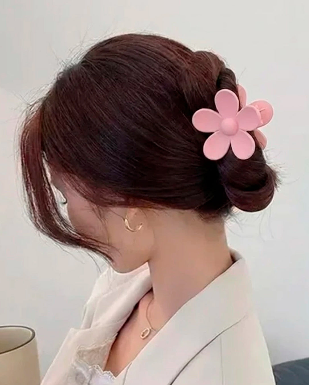 Presilha De Garra Feminina Flor de Camellia De Alta Ponytail