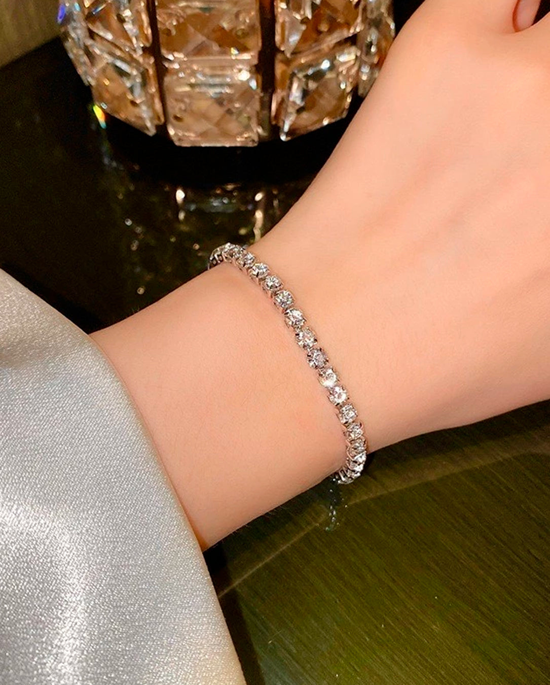 Kit 3 Pulseiras Feminina Riviera Zircônia Cristal Banhado A Prata 925