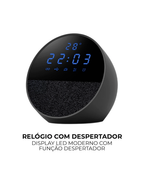 Caixa de Som Bluetooth Rádio Relógio IDALI LIFE 15W Despertador Digital LED Portátil