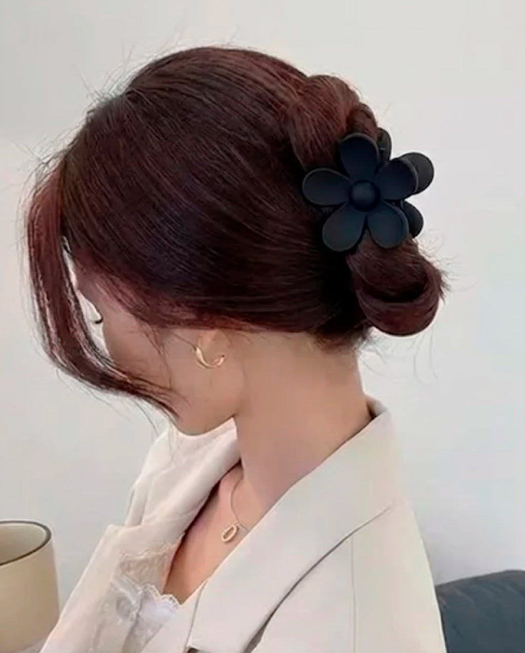 Presilha De Garra Feminina Flor de Camellia De Alta Ponytail