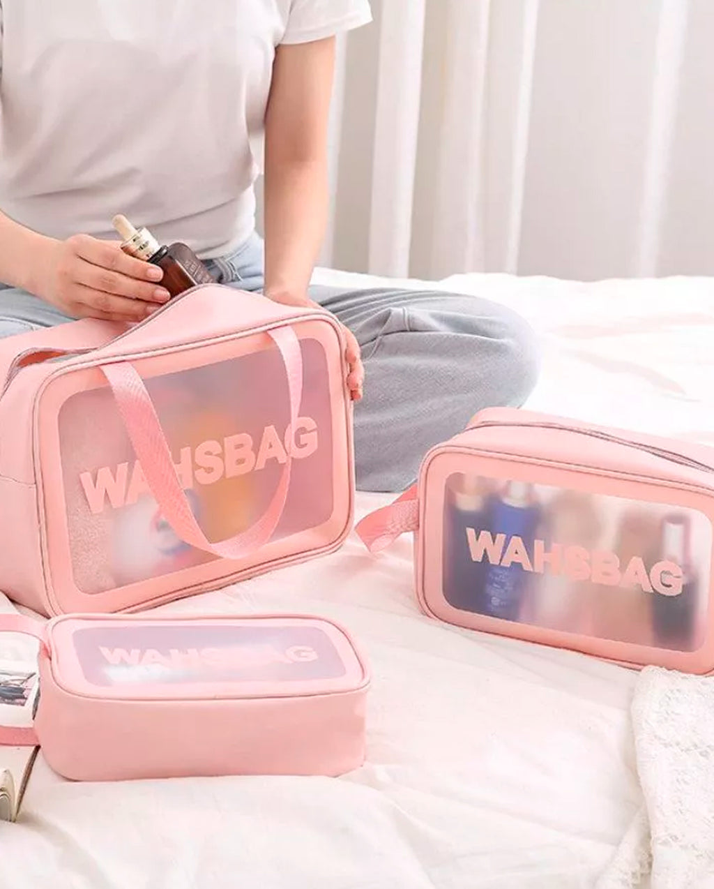 Kit 3 Bolsas Necessaire Impermeável Washbag Bolsa Organizadora Multifuncional