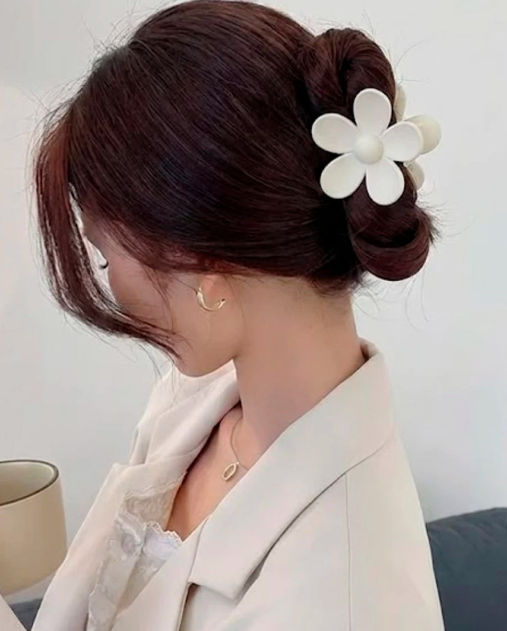 Presilha De Garra Feminina Flor de Camellia De Alta Ponytail
