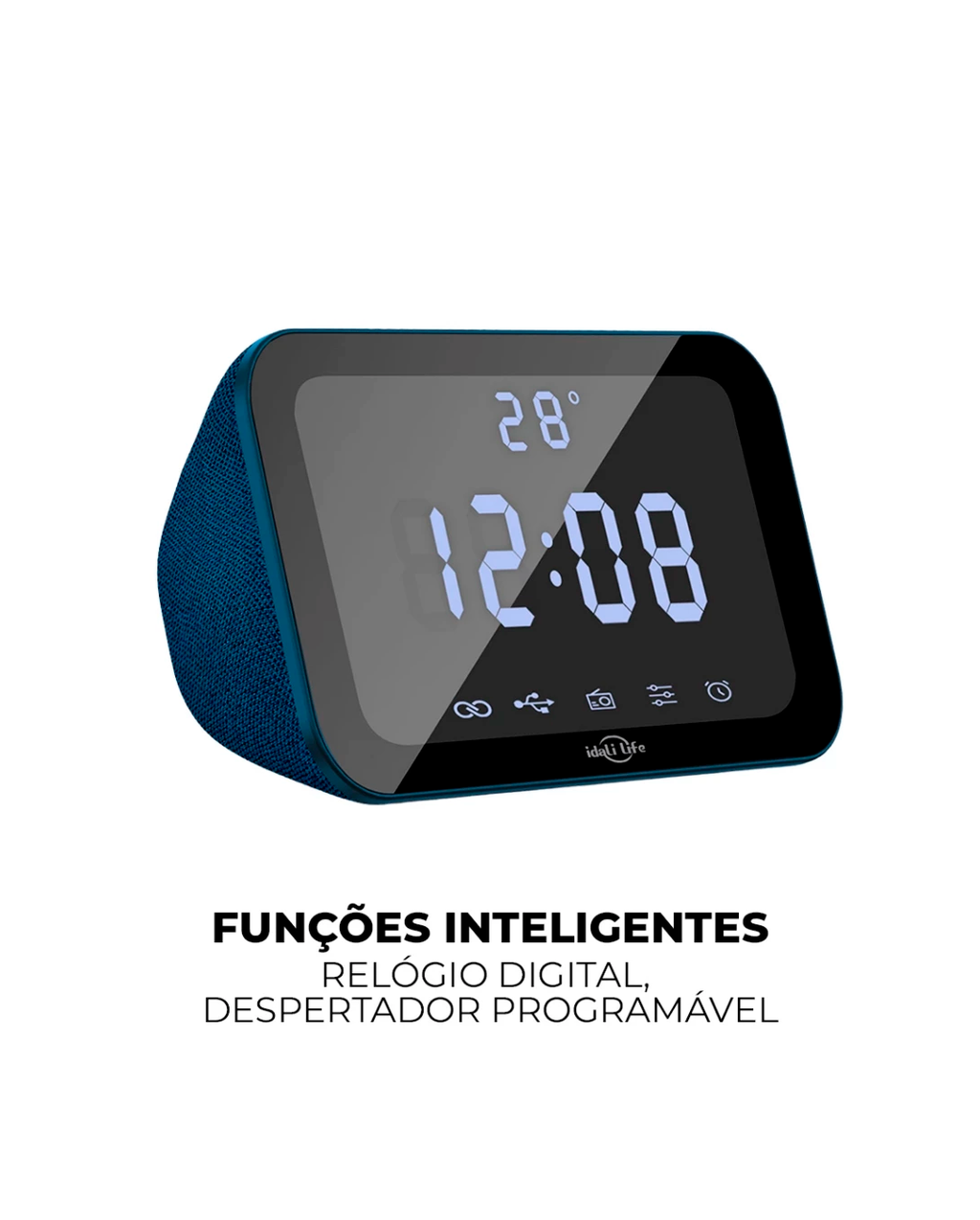Caixa de Som Bluetooth IDALI LIFE 15W Relógio Digital Despertador LED Temperatura USB