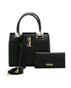 Kit Bolsa De Mão E Carteira Transversal Feminina Castelo Luxo