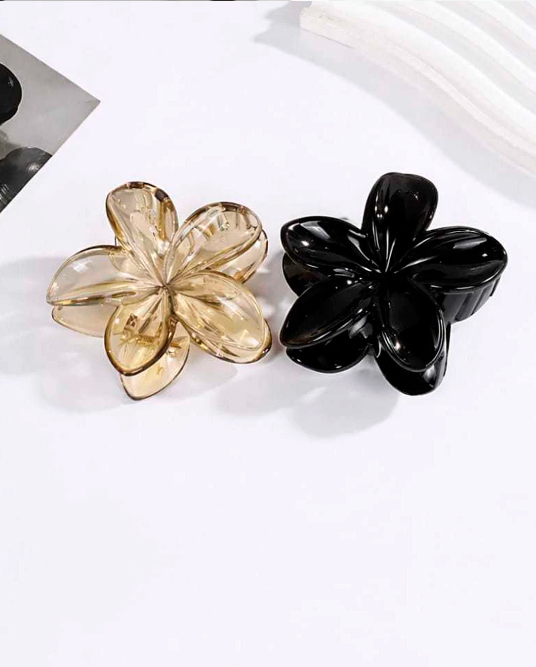Kit 2 a 3 Presilha De Cabelo Flor Grande Feminino Luxo Transparente
