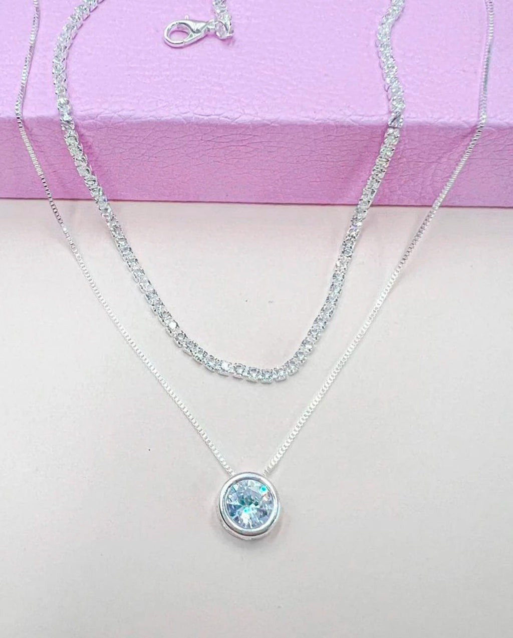 Kit Choker Feminino Riviera Cristal e Colar Ponto De Luz Prateado