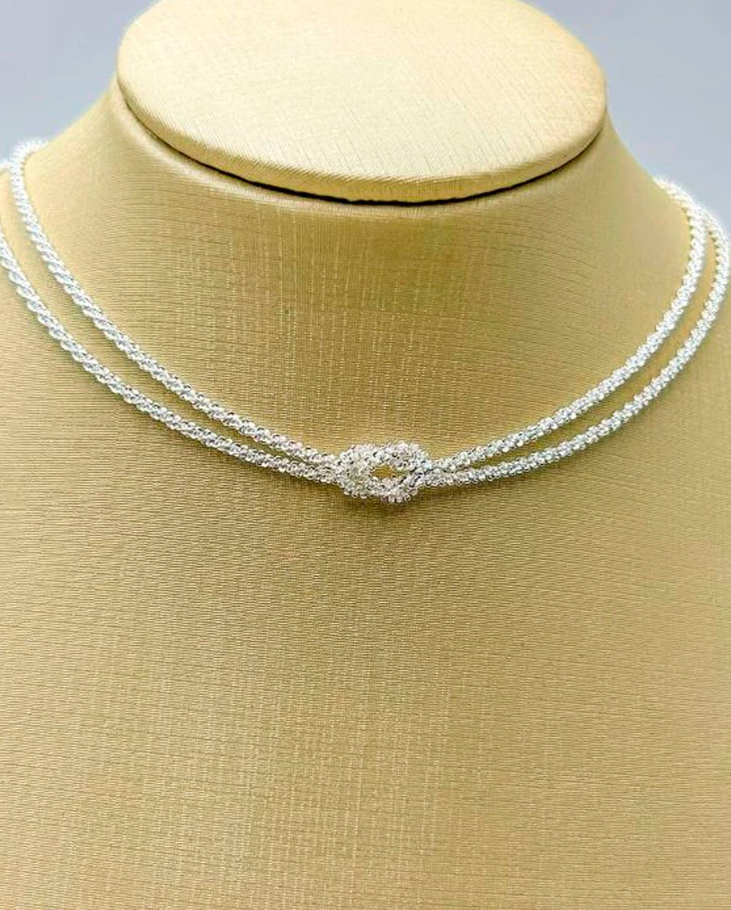 Colar Feminino Choker Duplo Nó Banhado A Prata 925
