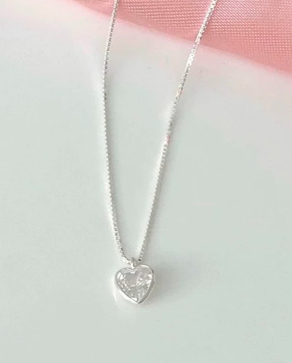 Colar Feminino Corrente De  Prata 925 Ponto De Luz Coração