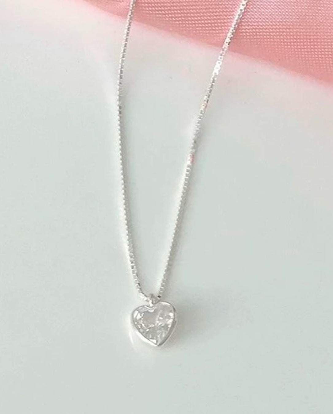 Colar Feminino Corrente De  Prata 925 Ponto De Luz Coração
