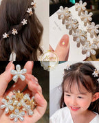 Kit 4 a 12 Presilhas De Cabelo Mini Flor De Pérolas 5 Pétalas Feminino