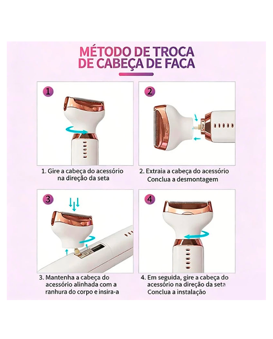 Depilador E Aparador 5 Em 1 Com Tela LED Para Sobrancelhas E Regiões Do Corpo