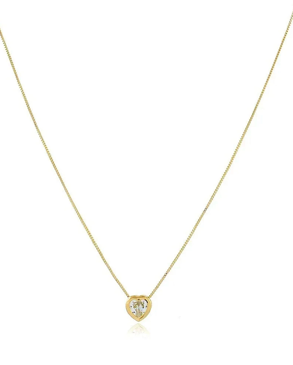Colar Choker Feminino Coração Ponto De Luz Folheado A Ouro 18k