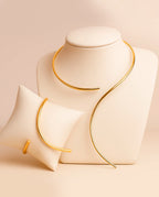 Kit Choker e Pulseira Ajustável De Interrogação Feminino Folheado Ouro ou Prata