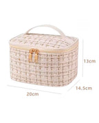 Bolsa Necessaire Tweed Feminina Com Zíper E Alça em Courinho
