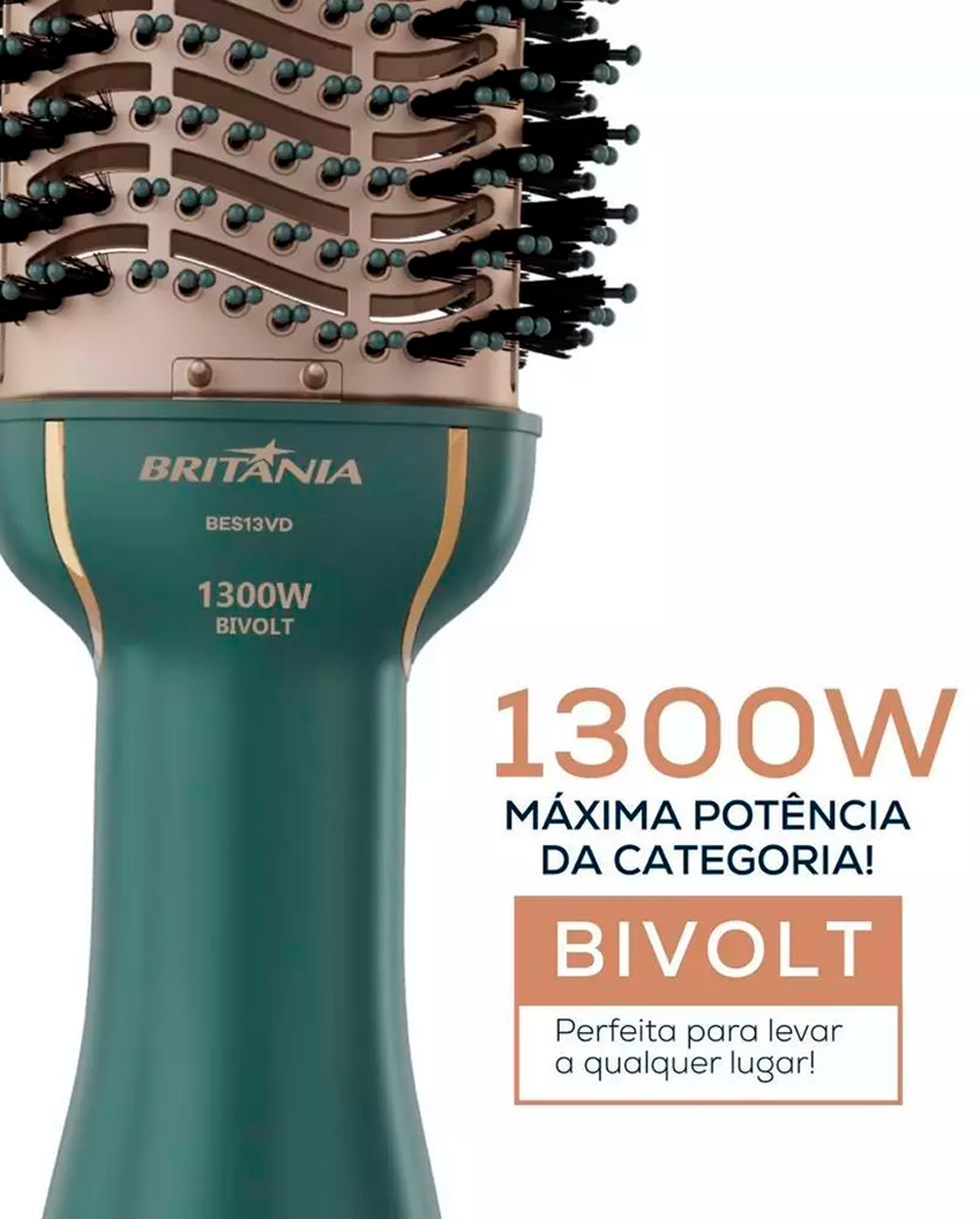 Escova Secadora Britânia 3 em 1 Cerâmica Infrared Bivolt BES13VD