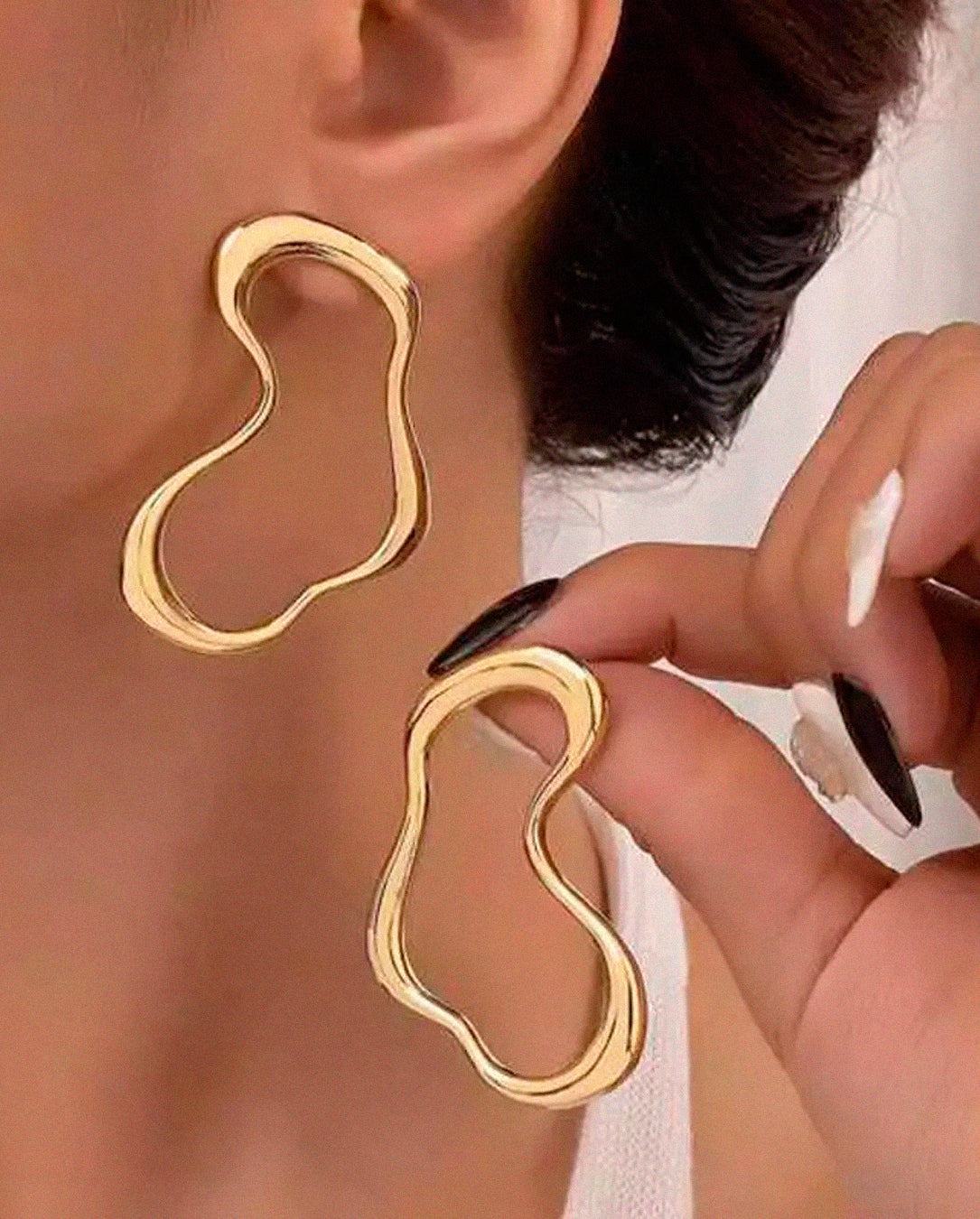 Par de Brincos Orgânicos Coração Minimalistas Dourado ou Prata