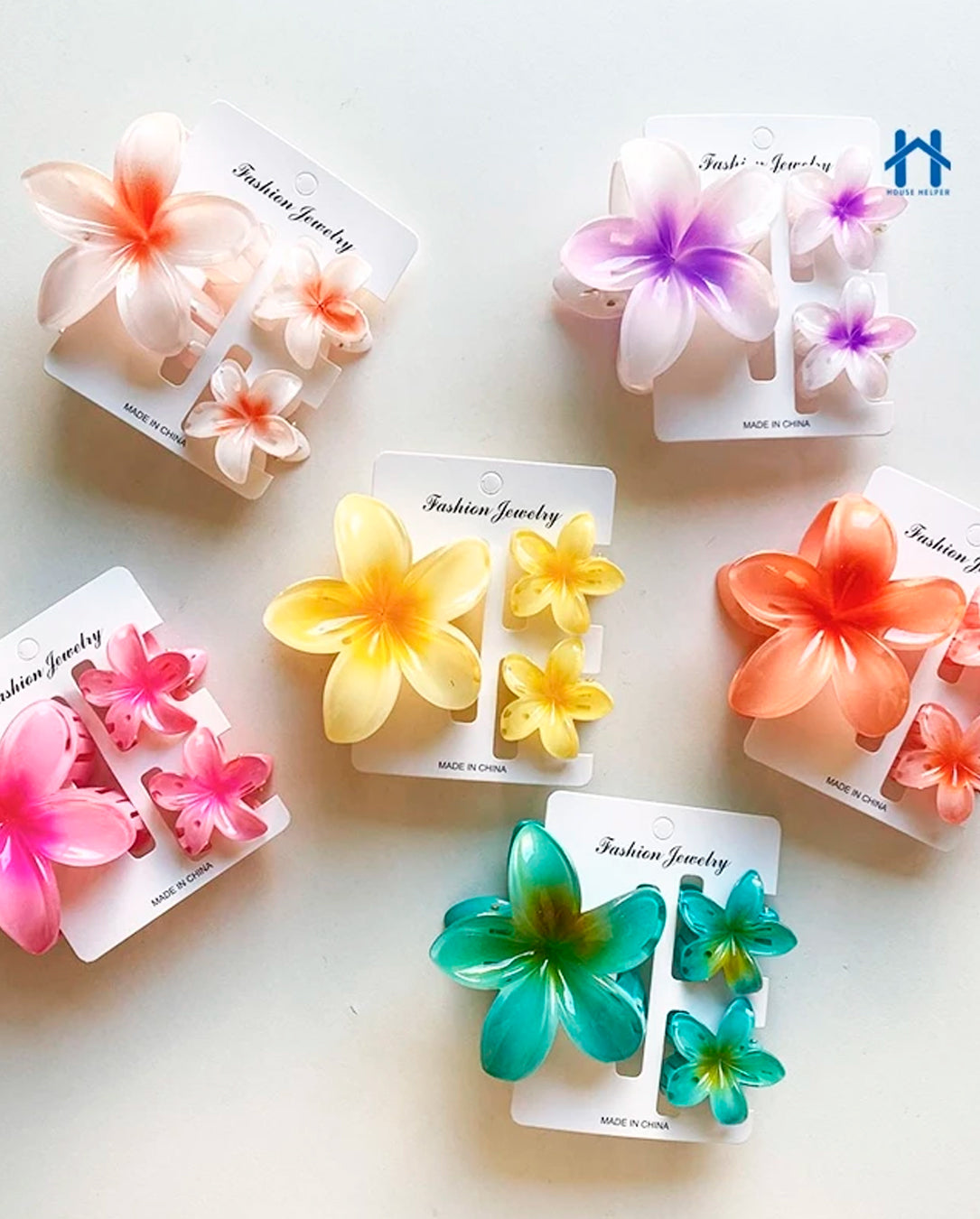 Kit 3 Presilhas de Cabelo de Flor Transparente Acessório Presilha