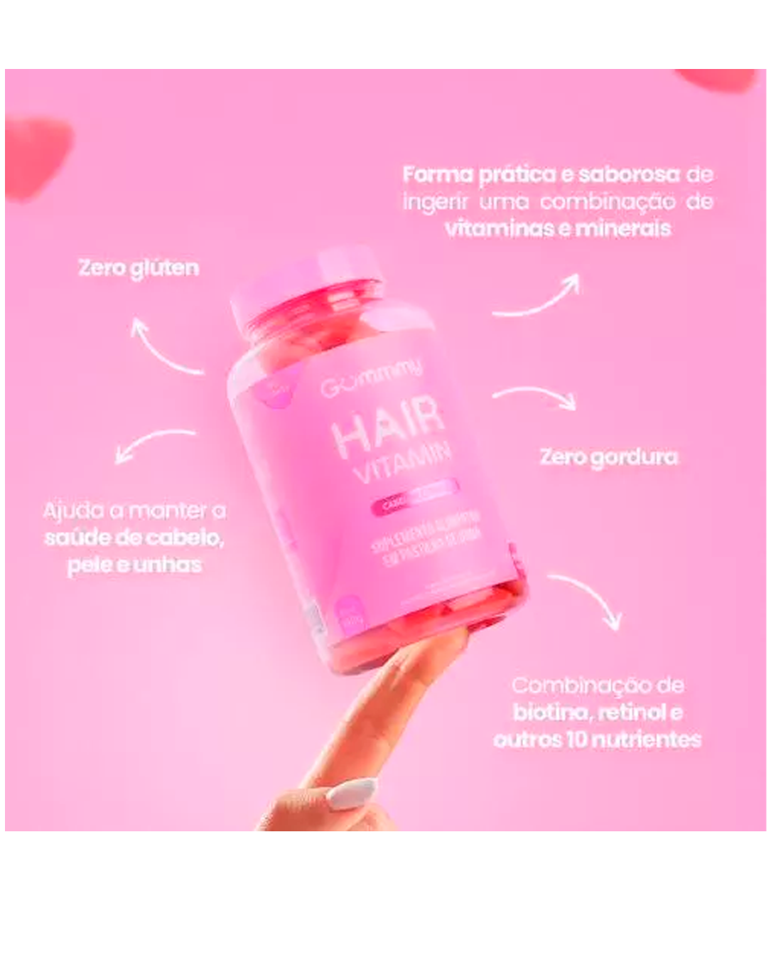 Gummy Original - Hair Suplemento Em Goma Vitamina Para Cabelos E Unhas 60 Gomas