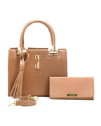 Kit Bolsa De Mão E Carteira Transversal Feminina Castelo Luxo