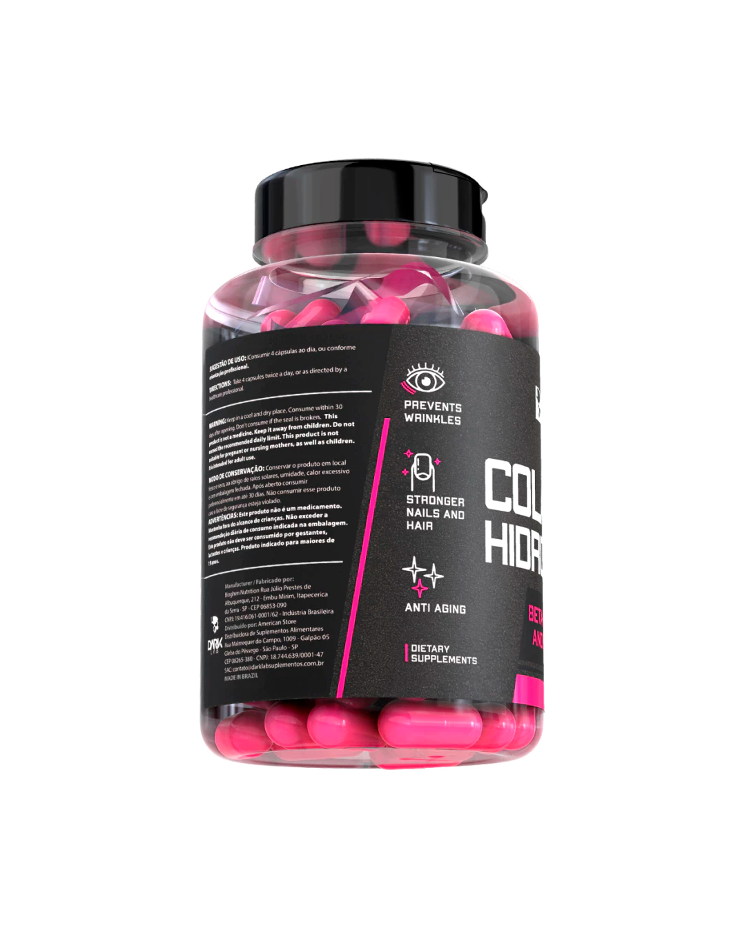 Colágeno Hidrolisado Dark Lab Manutenção Da Saúde Da Pele Cabelo E Unhas 120 Cápsulas