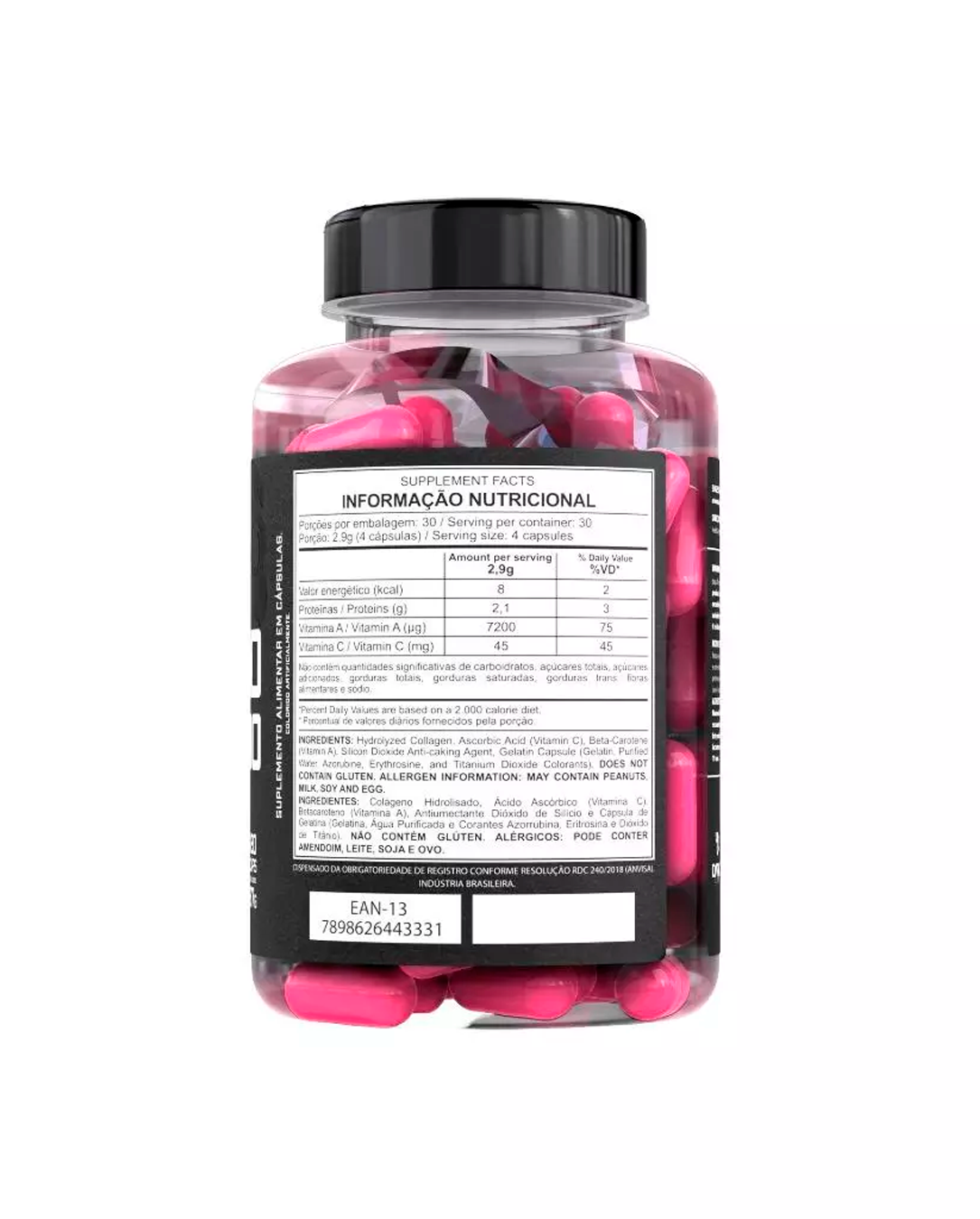 Colágeno Hidrolisado Dark Lab Manutenção Da Saúde Da Pele Cabelo E Unhas 120 Cápsulas