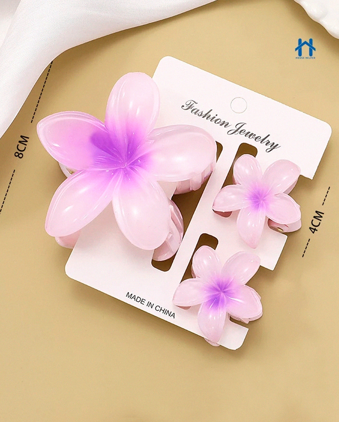 Kit 3 Presilhas de Cabelo de Flor Transparente Acessório Presilha