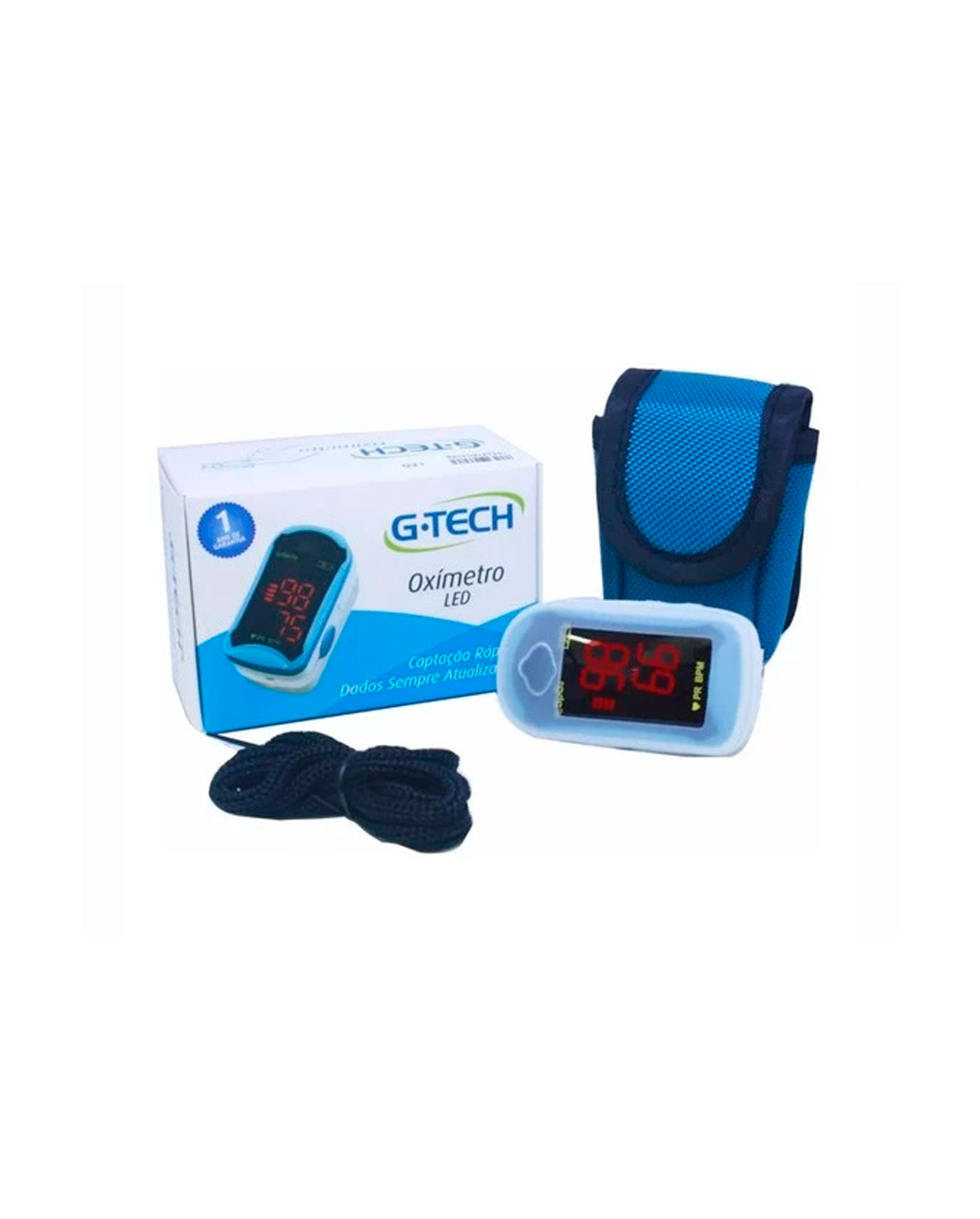 Oxímetro de Dedo Digital G-Tech Original | Medidor de Saturação e Frequência Cardíaca