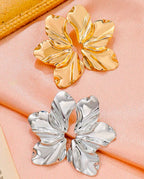 Brinco Feminino Pétala de Flor Folheados Orgânico Ouro e Prata