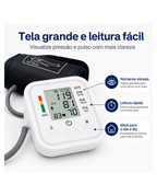 PRECISÃO ALTA Esfigmomanômetro Digital de Braço Tela Grande Voz em Português e Memória para Idosos