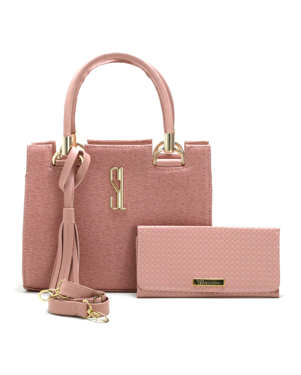 Kit Bolsa De Mão E Carteira Transversal Feminina Castelo Luxo