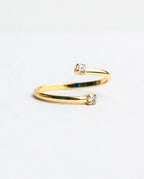 Anel de Falange Ajustável Folheado a Prata ou Ouro 18K com Duas Zircônias