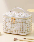 Bolsa Necessaire Tweed Feminina Com Zíper E Alça em Courinho