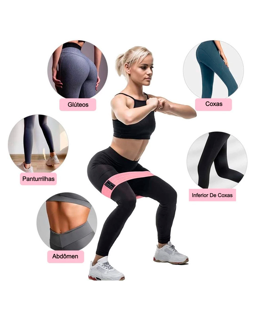 Kit 3 Faixas Elásticas Hip Resistance Bands Glúteos Pernas Para Malhar em Casa Com Conforto