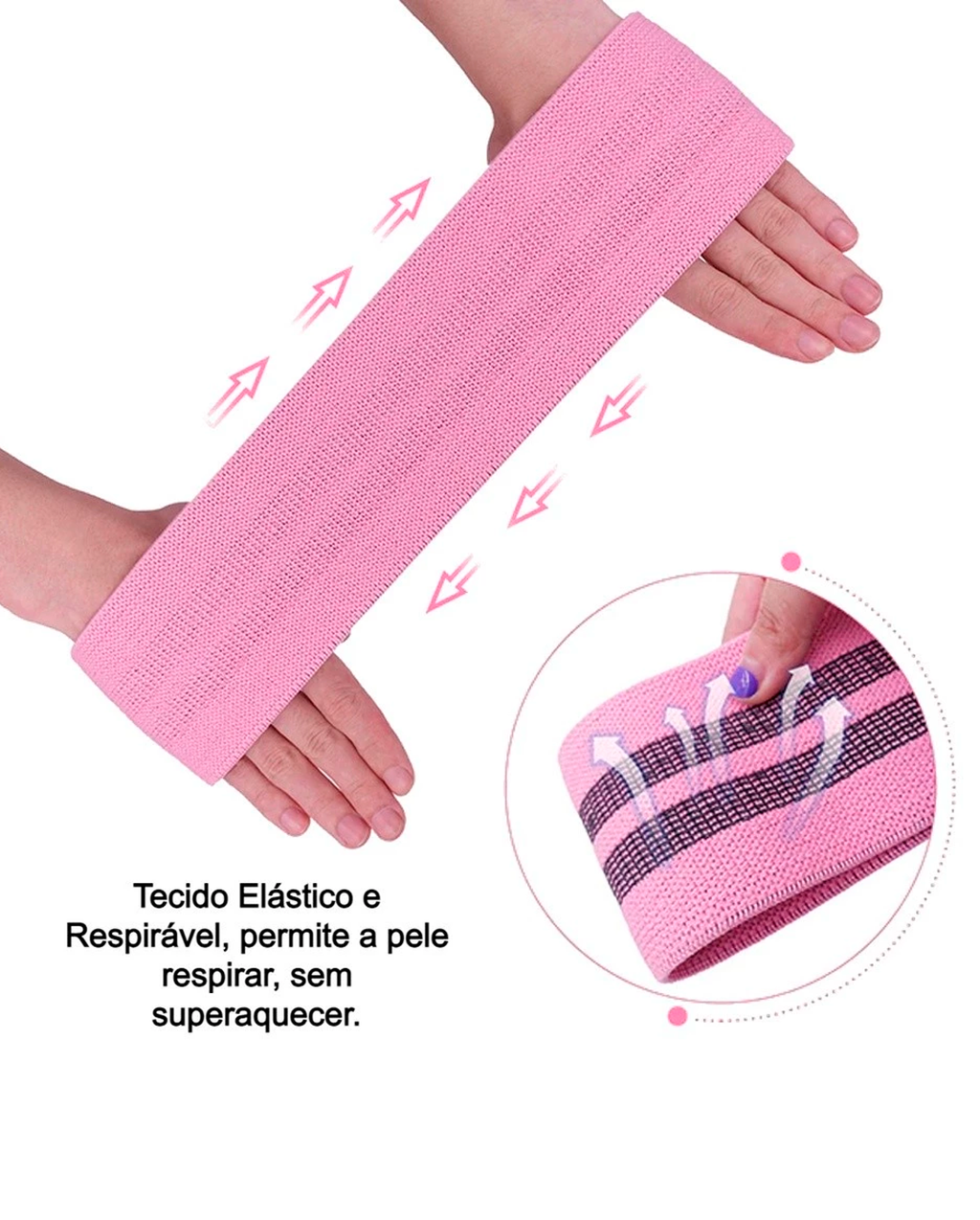 Kit 3 Faixas Elásticas Hip Resistance Bands Glúteos Pernas Para Malhar em Casa Com Conforto