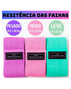 Kit 3 Faixas Elásticas Hip Resistance Bands Glúteos Pernas Para Malhar em Casa Com Conforto