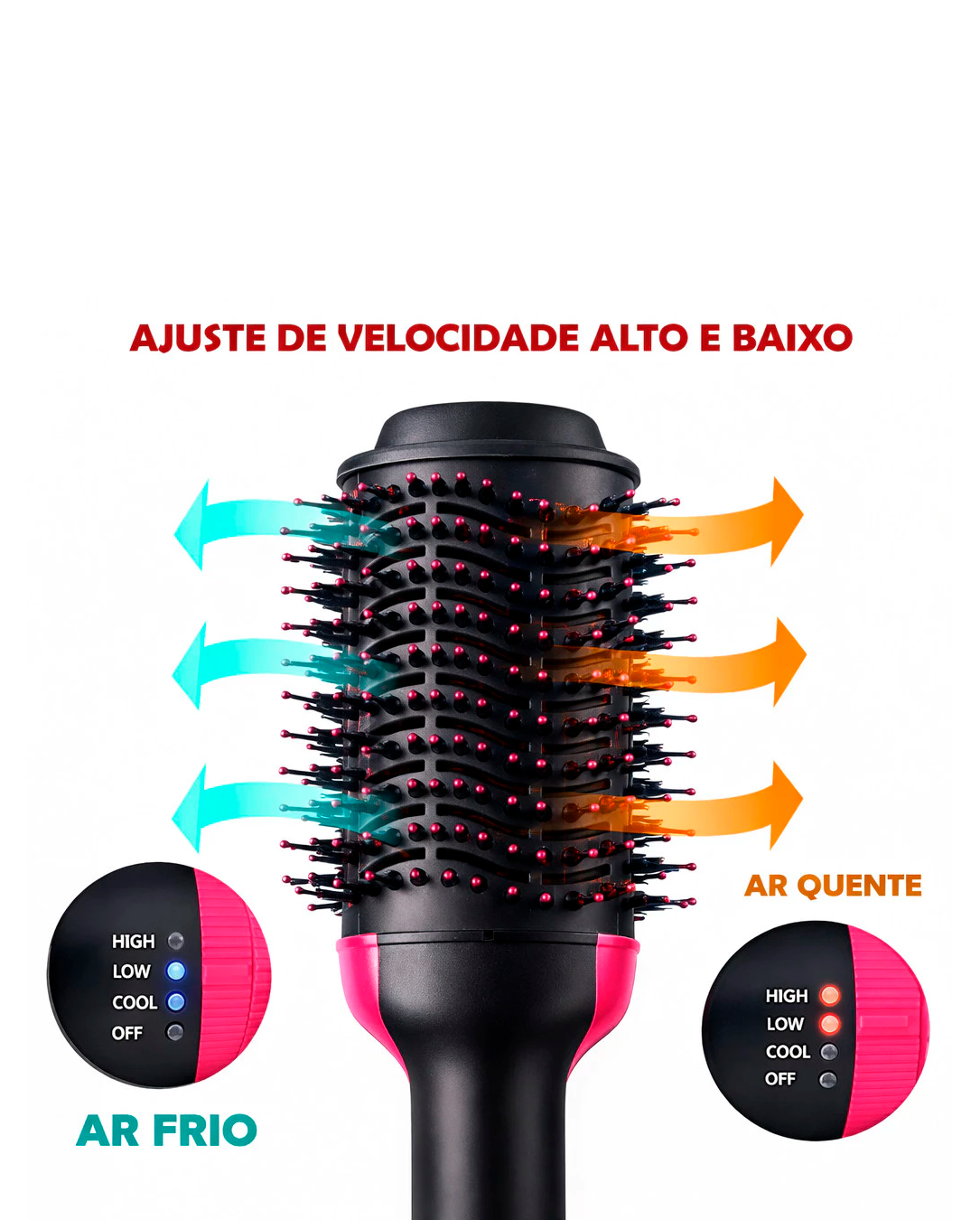 Escova Secadora 3 em 1 Profissional | 1000W | Alisa Seca Modela com Íons Antifrizz | 110V