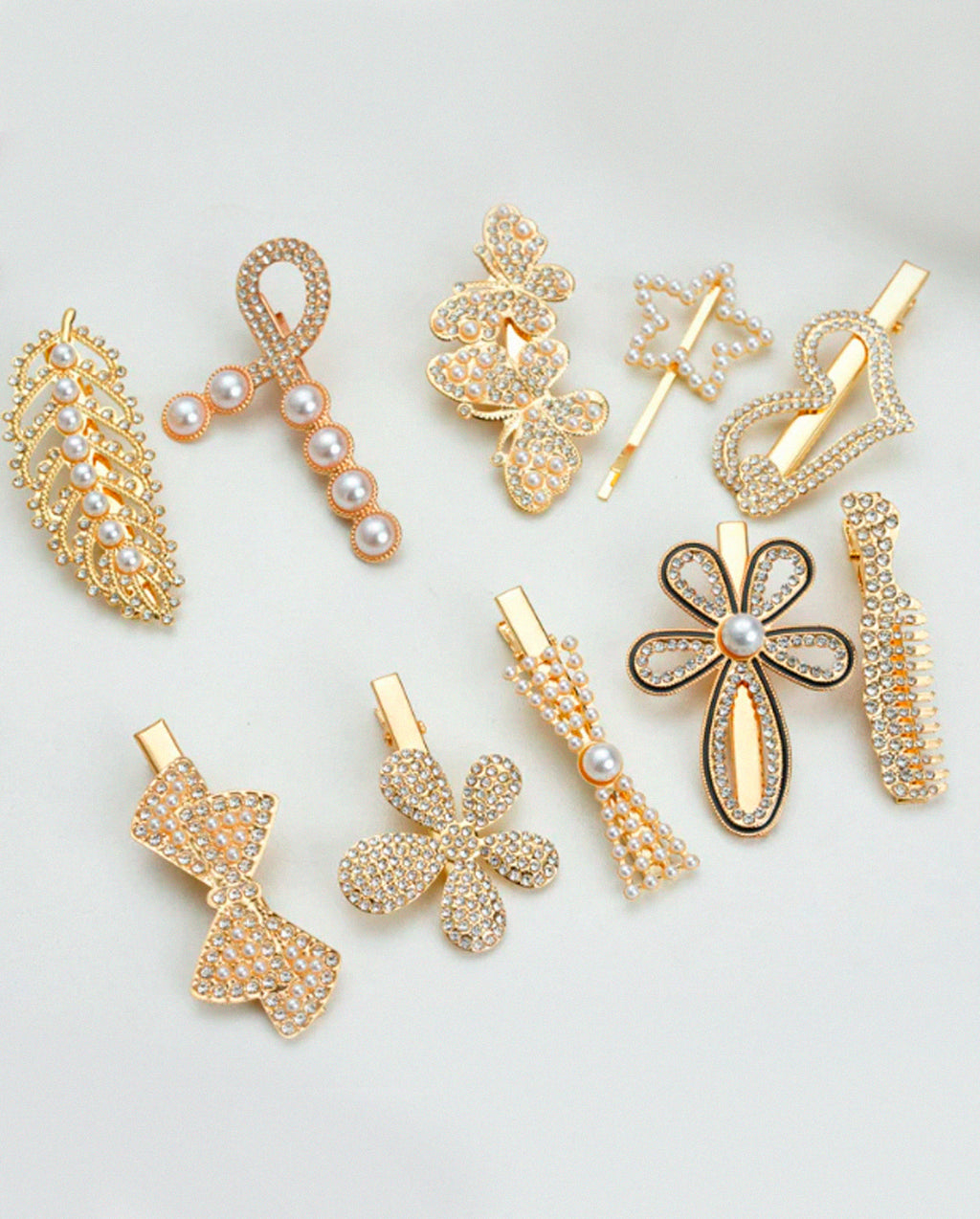 Kit 6 a 24 Unidades De Grampo De Cabelo Feminino Com Strass Elegante