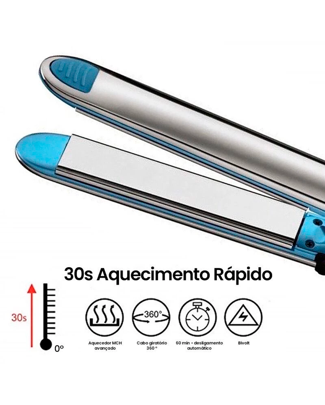 Chapinha De Cabelo Prancha e Baby Liss Profissional 465°F Titanium Optima 3000