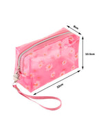 Kit 1 a 3 Unidades Bolsa Necessaire De Flores Transparente Com Alça Compacta