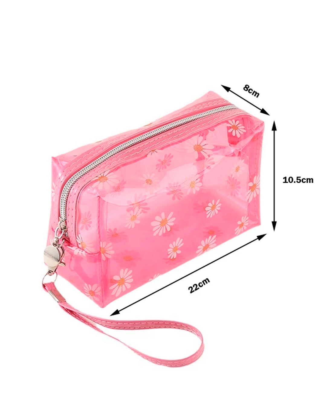 Kit 1 a 3 Unidades Bolsa Necessaire De Flores Transparente Com Alça Compacta