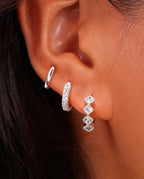 Kit 3 Pares de Brincos Argola Tripla com Zircônia Prata 925 ou Ouro 18K