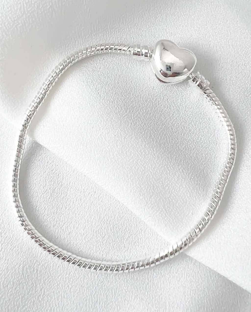 Pulseira Feminina Para Berloques Coração De Prata 925