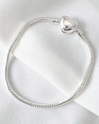 Pulseira Feminina Para Berloques Coração De Prata 925