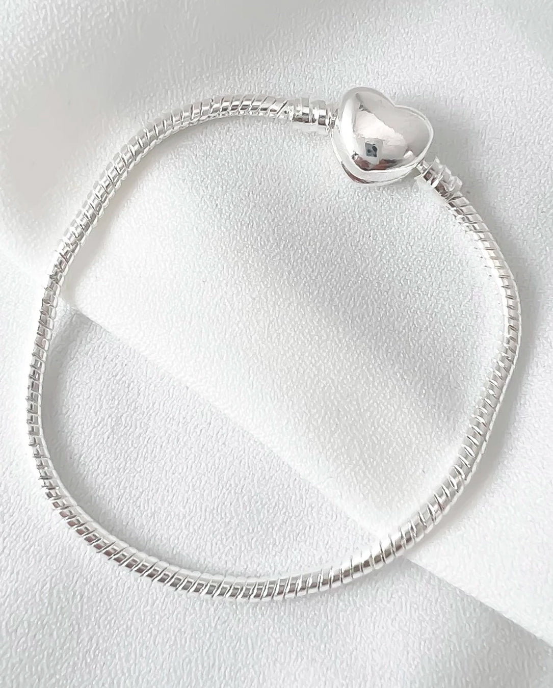 Pulseira Feminina Para Berloques Coração De Prata 925