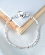 Pulseira Feminina Para Berloques Coração De Prata 925