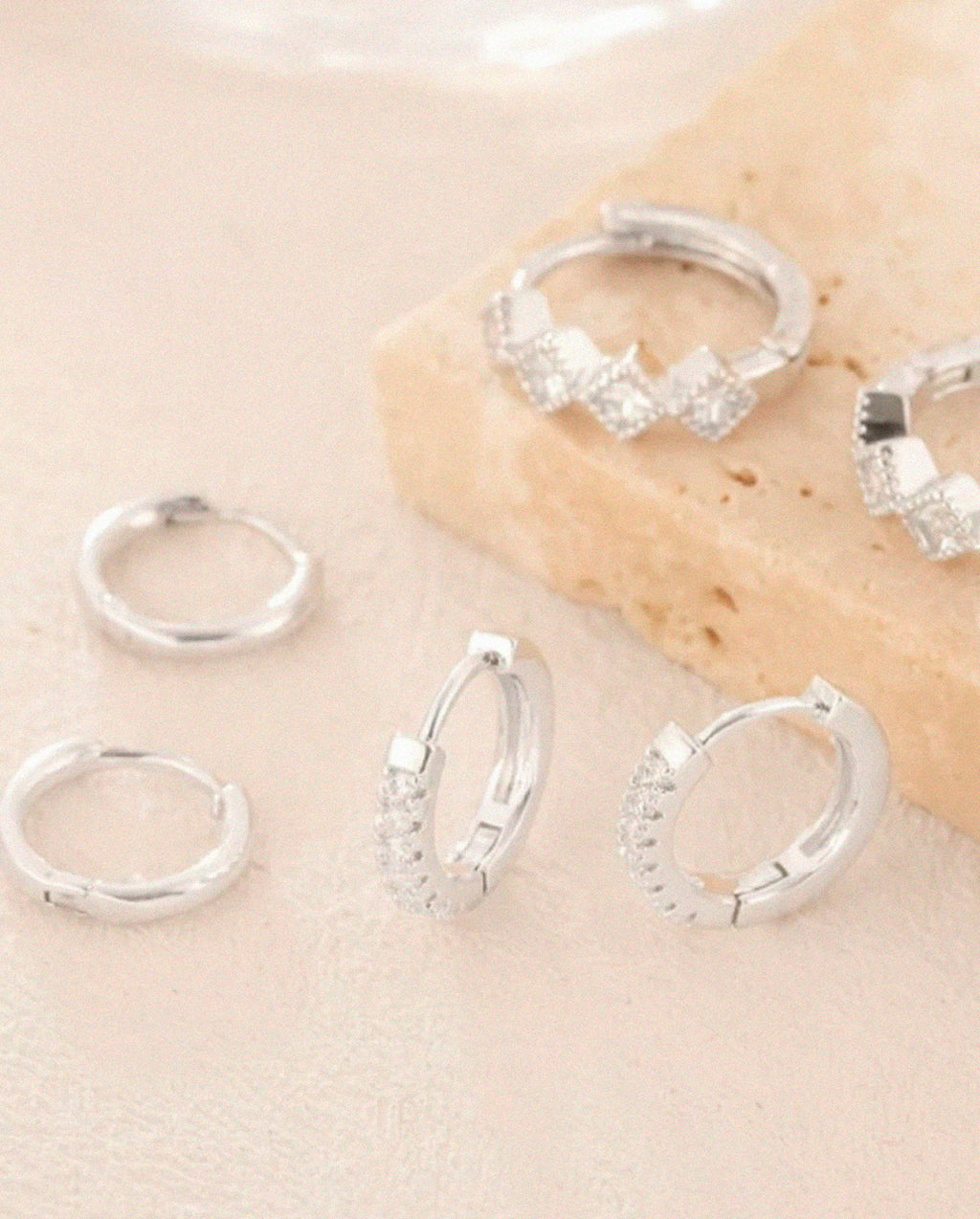 Kit 3 Pares de Brincos Argola Tripla com Zircônia Prata 925 ou Ouro 18K