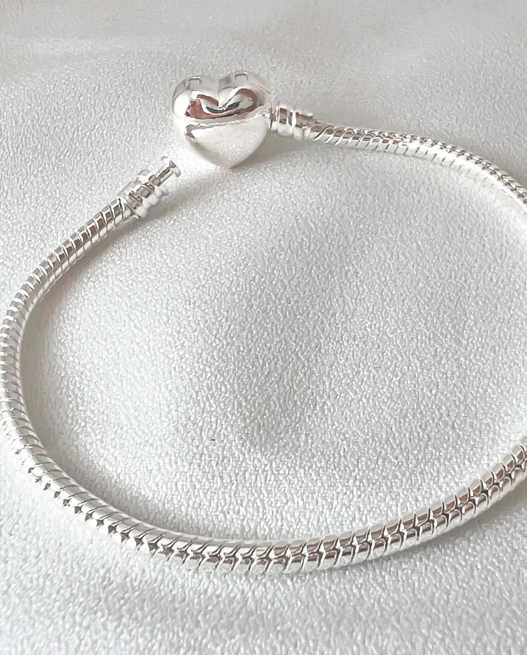 Pulseira Feminina Para Berloques Coração De Prata 925